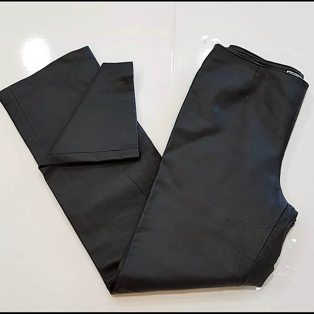 Clio Leather Pants Straight Leg Side Zip